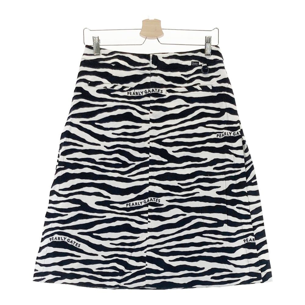 サイズ 0 PEARLY GATES パーリーゲイツ 055-1234034 プリーツ切替 ミドルスカート ゼブラ柄 ホワイト系 240101532665 ゴルフウェア レディース ストスト