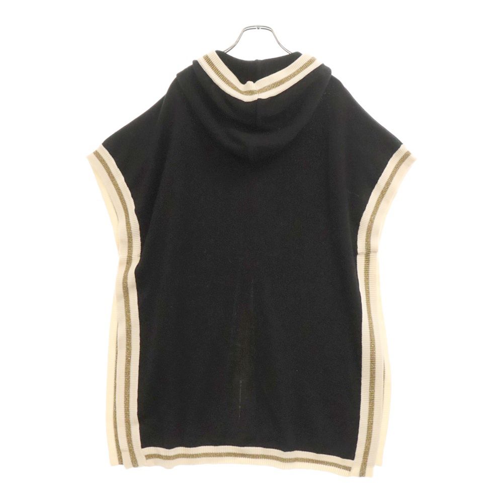 BOUTIQUE MOSCHINO ブティックモスキーノ Cable Knit Button Front Hooded Cardigan 金ボタン エンブレム 半袖 ニットカーディガン ポンチョ レディース 212R A06836100 ブラック BOUTIQUE MOSCHINO (ブティックモスキーノ) Cable Knit Button Front