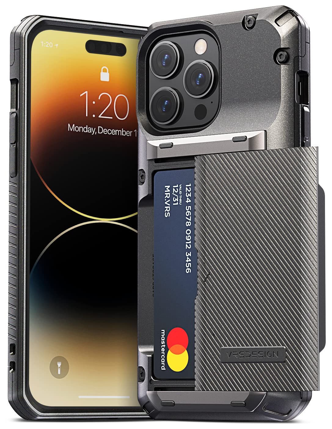 VRS DESIGN Damda Glide Pro iPhone 14 Pro Max用 丈夫なセミオートウォレット [カード4枚] ケース iPhone 14 Pro Max用ケース (2022) グルーブメタルブラック。 91 [グルーヴメタルブラック]