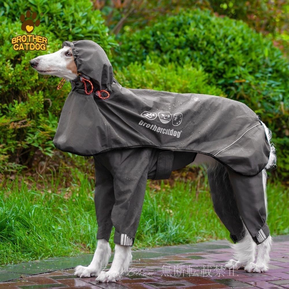 グレー 犬用 レインコート 雨具 マジックテープ フード付き 脱着簡単 ワンちゃんレインコート 服 犬 レインコート 完全防水 防雪 防風 通気 着脱簡単 梅雨対策 雪対策?犬カッパ ペット雨具 夜間反射 調節 四季通用 中型犬 大型犬