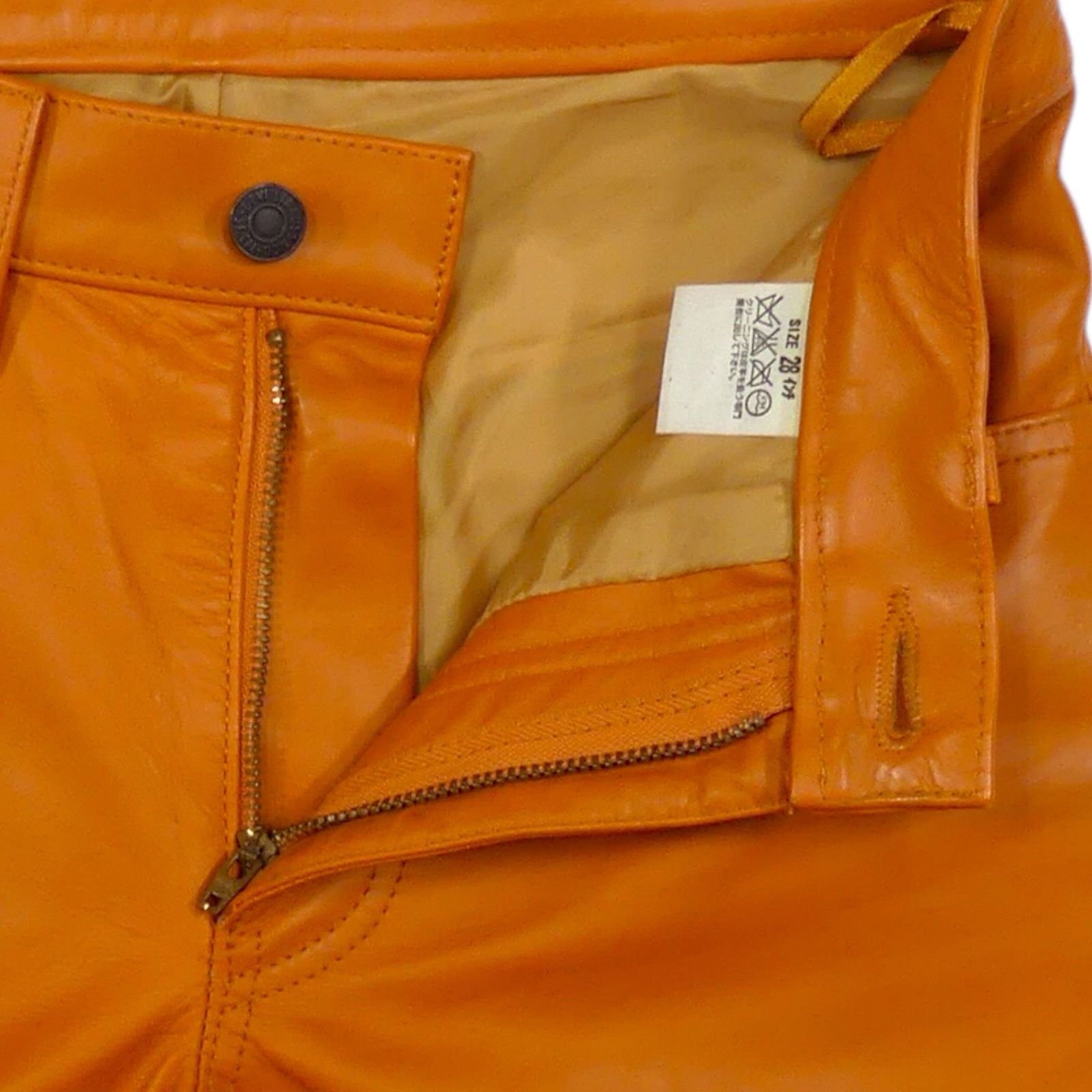 Levi's リーバイス 519 レザーパンツ W28 本革 メンズ オレンジ 革