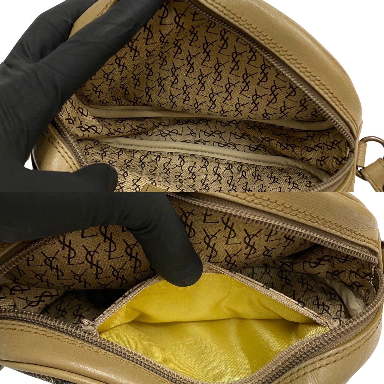 極 美品 希少品 YVES SAINT LAURENT イヴサンローラン YSL ロゴ レザー 
