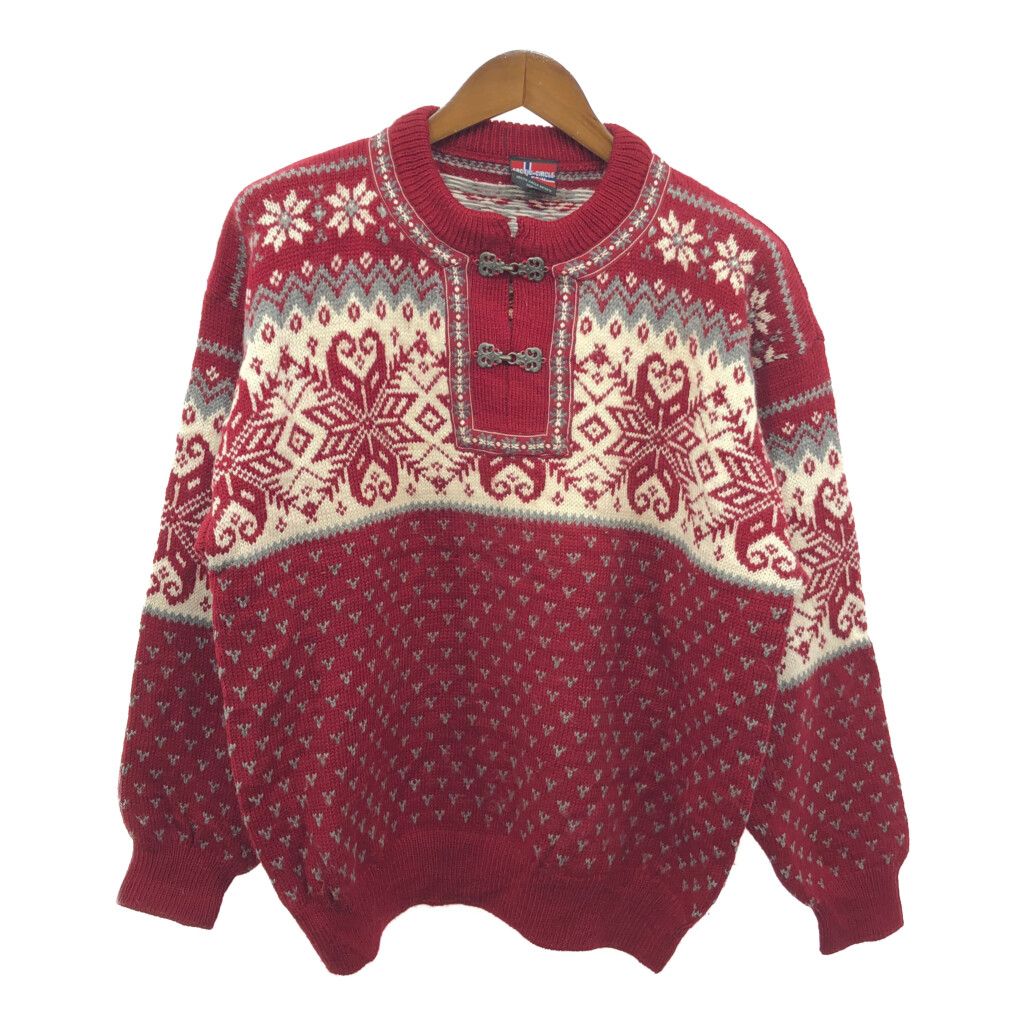 ARCTIC CIRCLE チロリアンニット セーター ノルディック レッド (メンズ XL) 中古 古着 R0225