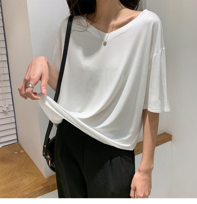 BLENHEIM ホワイト 半袖リブTシャツ レディース 白 新品未使用 lzm00086_top3.jpg