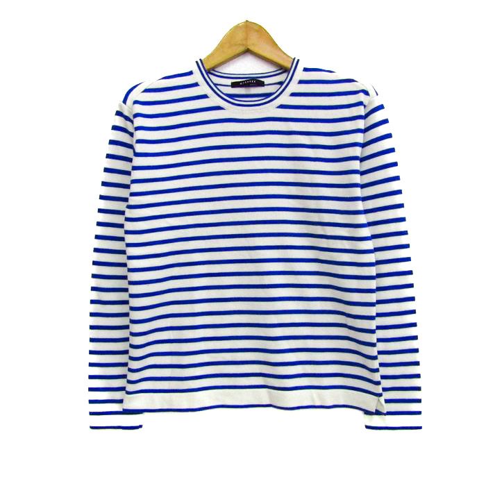 マカフィー 長袖Ｔシャツ トップス ボーダー柄 トゥモローランド レディース 1サイズ 白×青 MACPHEE