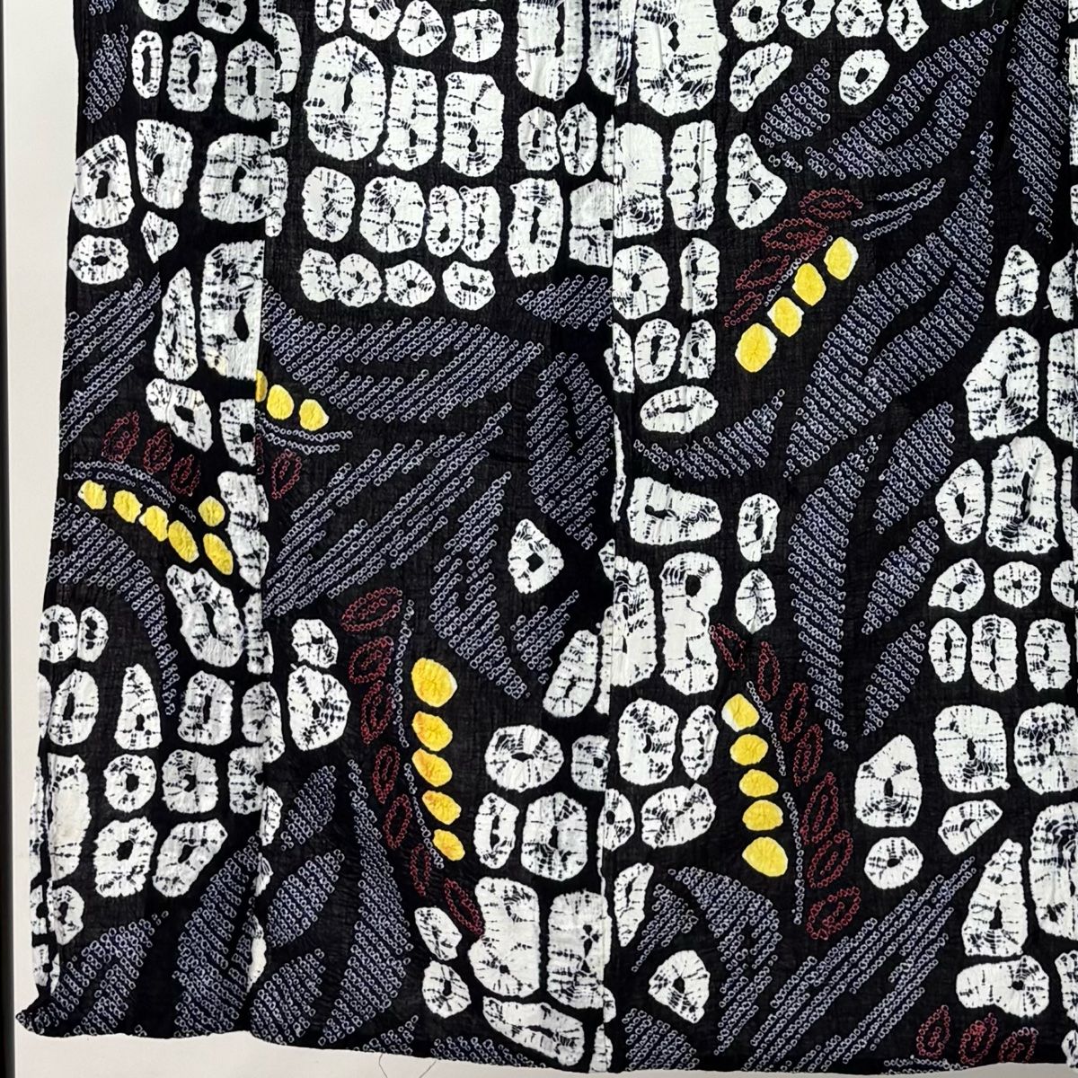 浴衣 身丈150.5cm 裄丈65.5cm M 絞り浴衣 草花 幾何学模様 濃紺 綿 名品