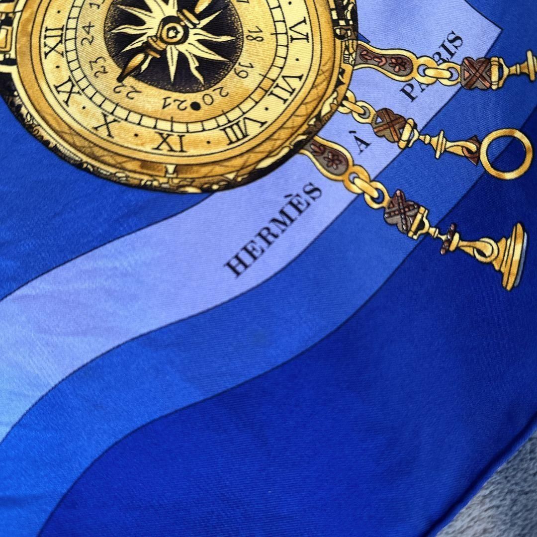 HERMES カレ90 laronde des heures 時の輪舞 スカーフ ネイビー 青色