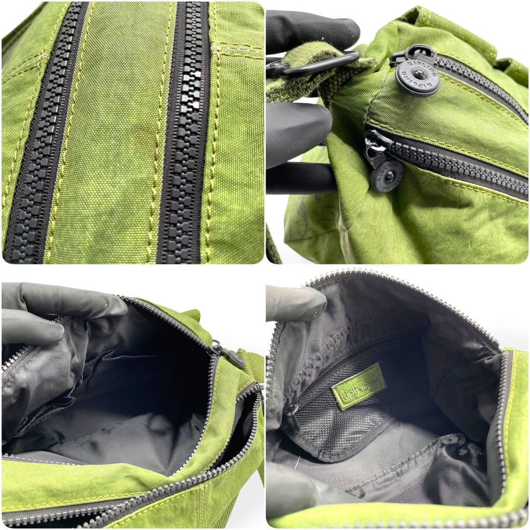 美品　キプリング　ショルダーバッグ　ナイロン　軽量　斜め掛け　グリーン　緑 美品 Kipling キプリング ショルダーバッグ 斜めがけ ナイロン