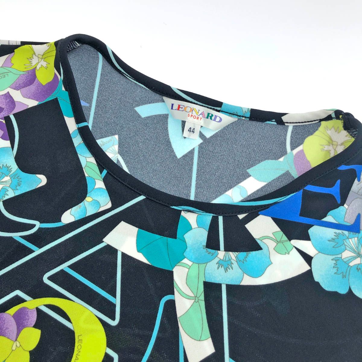 LEONARD SPORT レオナールスポーツ 七分袖カットソー ブラック/ブルー