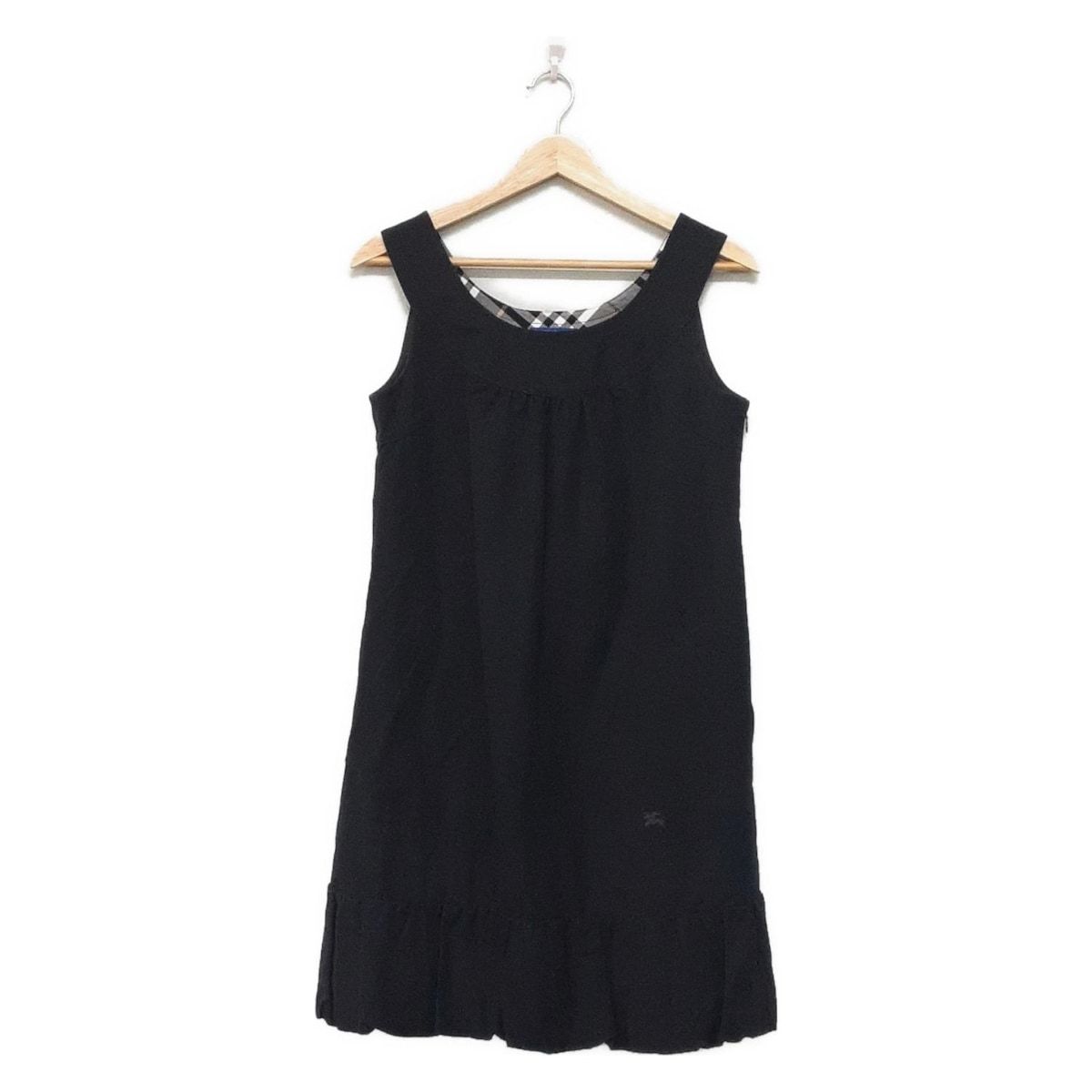 BURBERRY バーバリーブルーレーベル チェック　フレアワンピース　黒 定価10万円 BURBERRY BLUE LABEL バーバリーブルーレーベル