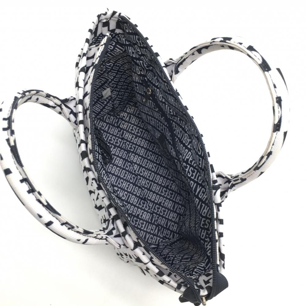 パーリーゲイツ カートバッグ 白×ネイビー ロゴ総柄 ゴルフ PEARLY