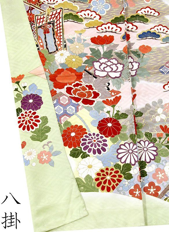 手刺繍振袖四季花王朝桃山上品ボカシ染