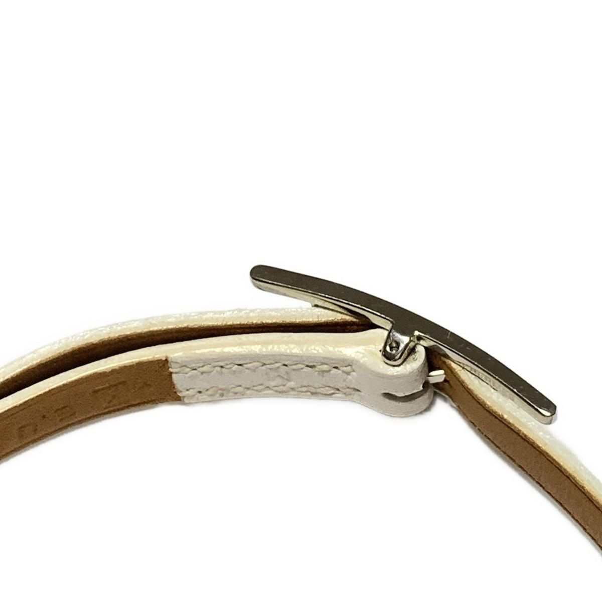 HERMES(エルメス) ブレスレット アピ3 レザー 白×シルバー