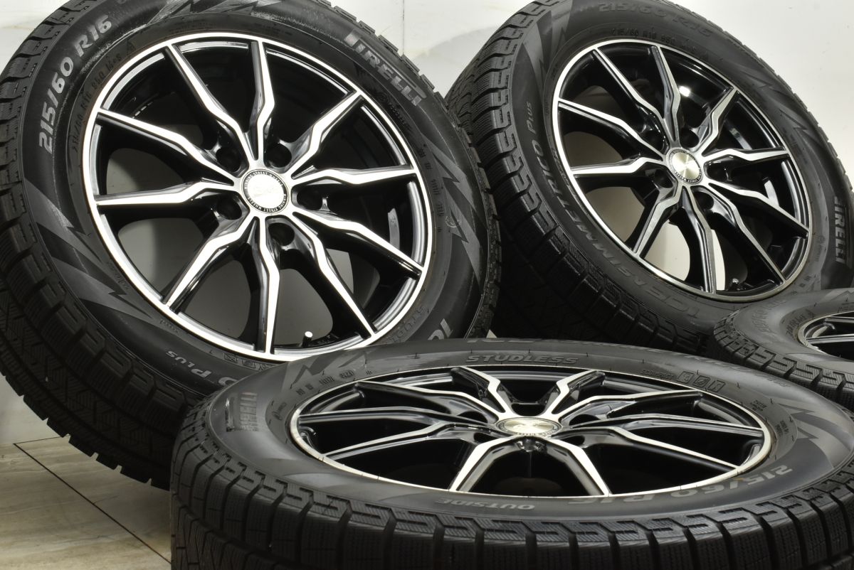 使用僅か バリ溝 B-WIN 16in 6.5J 47 PCD114.3 アイスアシンメトリコプラス 215 60R16 エスティマ C-HR オデッセイ ヴェゼル CX-3 MPV