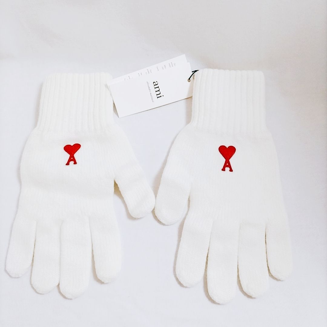 新品未使用】AMI PARIS AMI DE COEUR グローブ 手袋 アミ オフホワイト