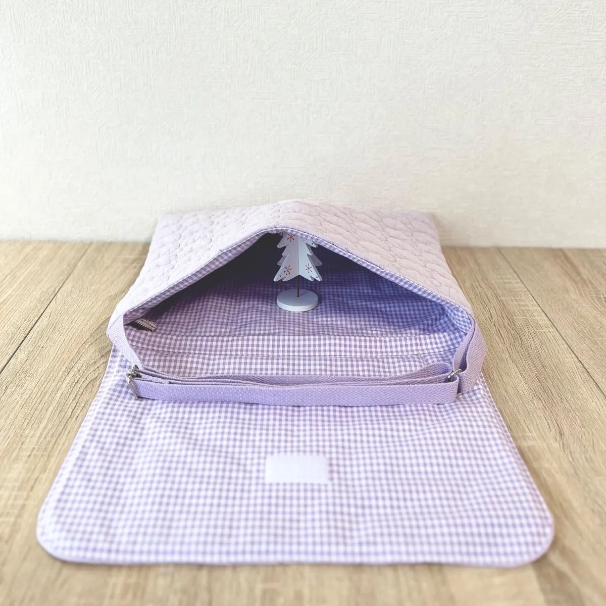 図書袋 ヌビ•ハートキルト/ライラック かわいい スティッチ ハート