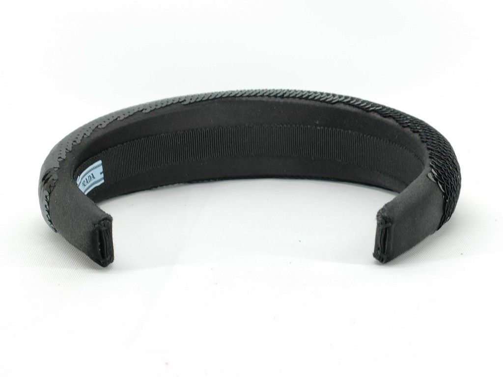 PRADA プラダ カチューシャ ブラック サテン スパンコール レディース DECORATOM_COM_BR