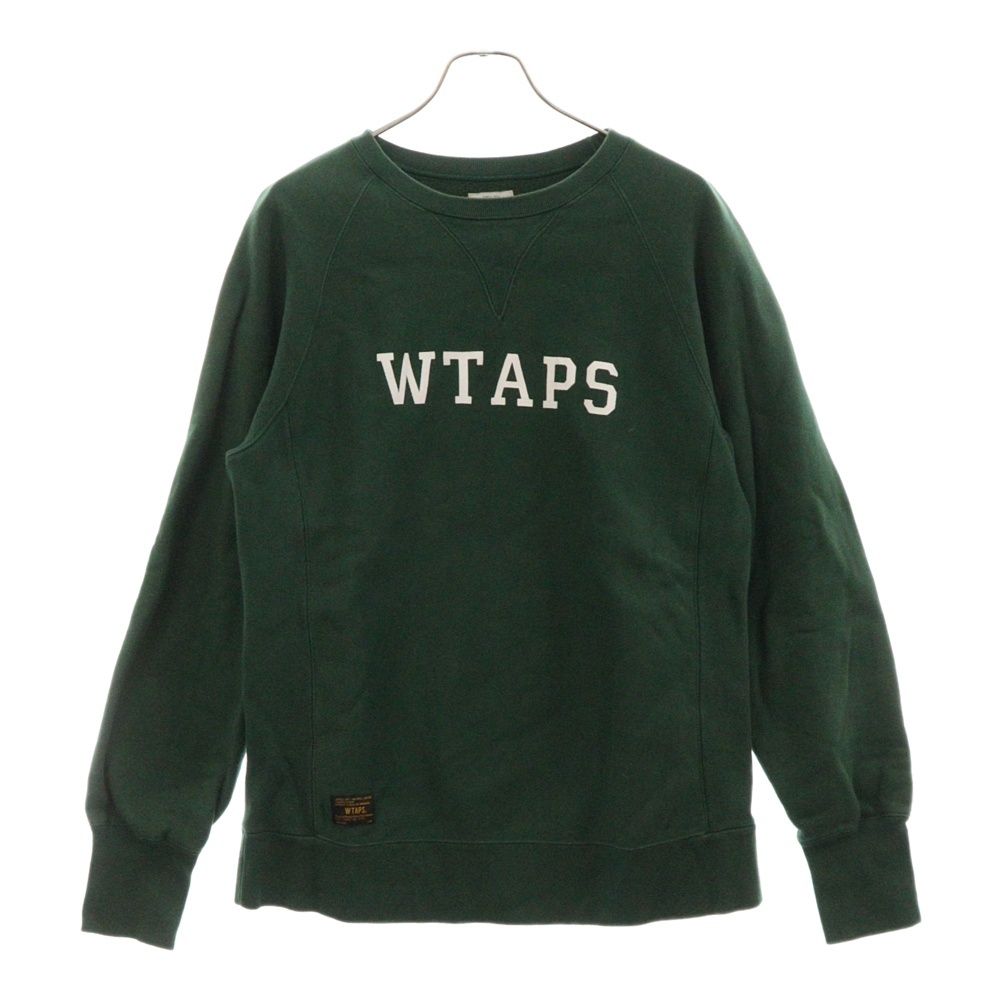 WTAPS (ダブルタップス) 14SS DESIGN CREW NECK フロントロゴ デザイン クルーネックスウェットトレーナー グリーン