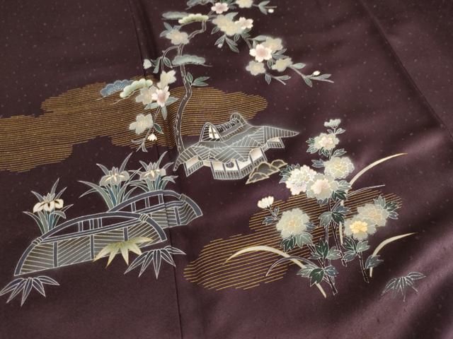 【華やか】⭐️金彩訪問着⭐️短冊文様⭐️縮緬⭐️ 平和屋着物▽訪問着 吉祥松竹梅文 金彩 正絹 逸品 AAAZ2714cs