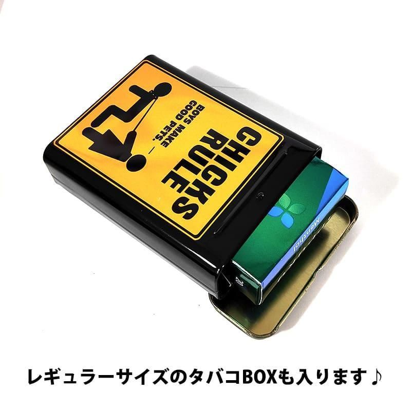 ブリキ シガレット ストッカー たばこ シガレットケース ブリキ製 缶 小物入れ CHICKS RULE ティン タバコ