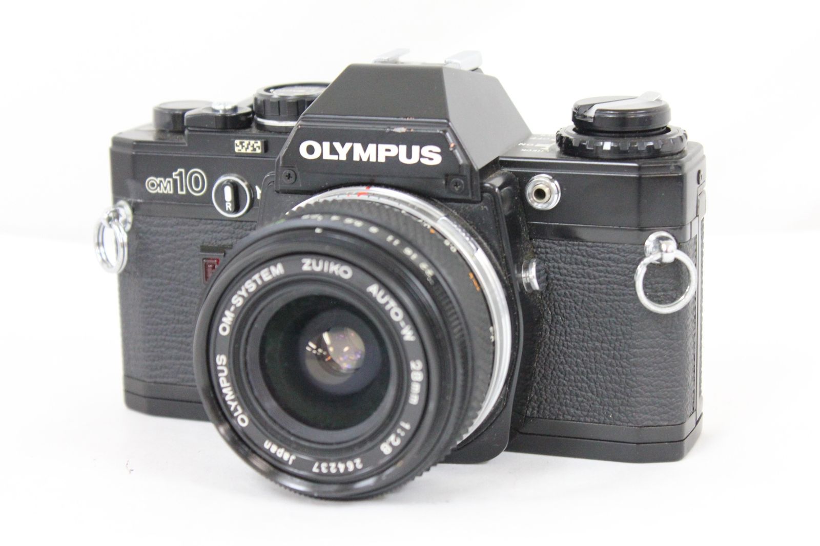 返品保証 オリンパス Olympus OM10 ブラック Zuiko Auto-w 28mm F2.8 ボディレンズセット e814