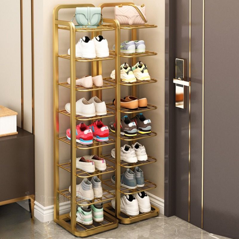 5段 シューズラック 高級 ゴールド アンティーク 鉄製 靴 収納 収納  