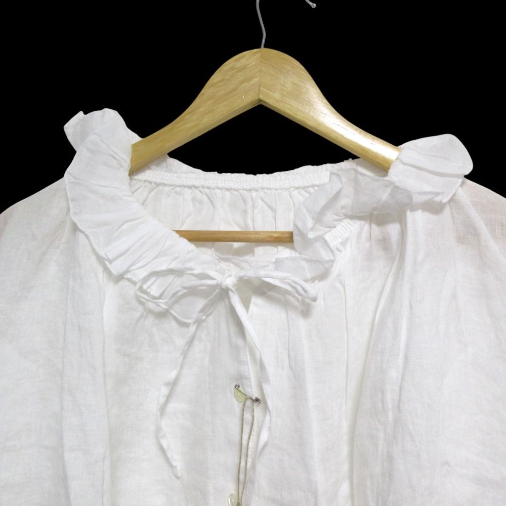 6034【美品】ネストローブ　リネンブラウス　24SS　長袖　バルーンスリーブ 新品同様 24AW nest Robe ネストローブ リネン100％ 3/4スリーブ