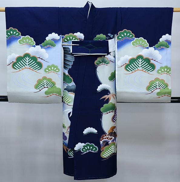 お宮参り 産着 のしめ 男児 男の子 正絹 羽二重 豪華絢爛 金刺繍 濃紺