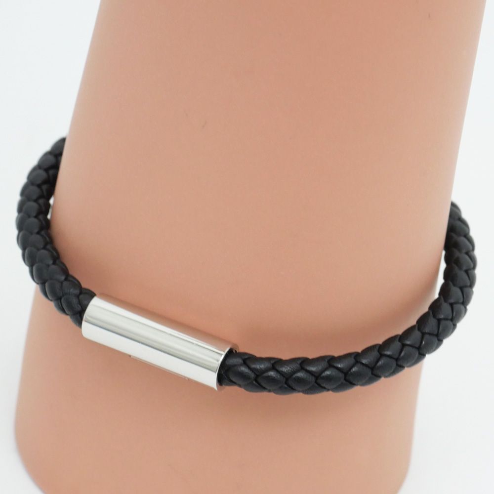 名東】エルメス ゴリアテ レザー 編み込み ブレスレット ブラック