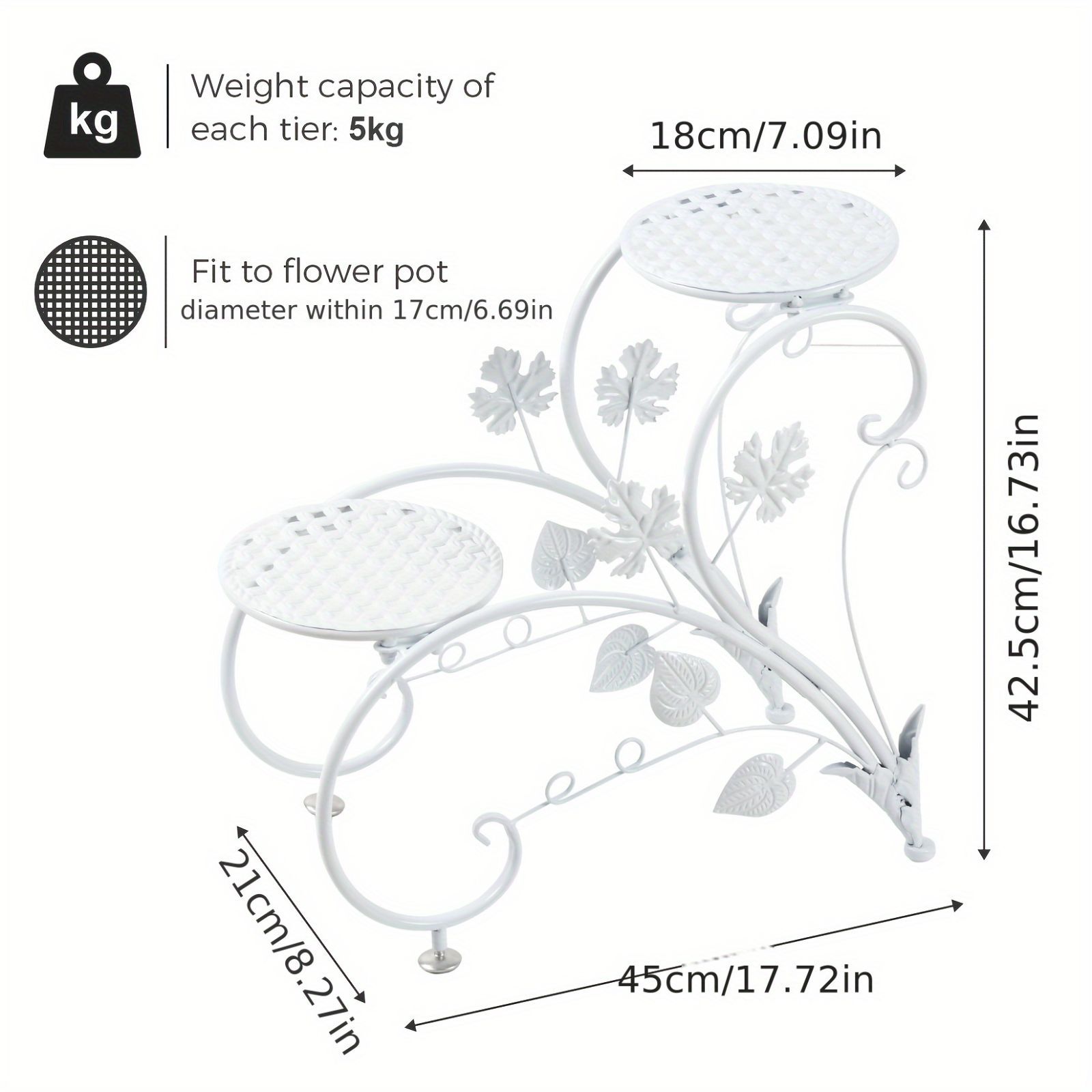 プランタースタンド 鉄製 屋内 屋外 耐久性 鉢植え収納 鉢植え テーブル 優雅 エレガント 華やか かわいい プリンセス バルコニー リビング 庭園 3段