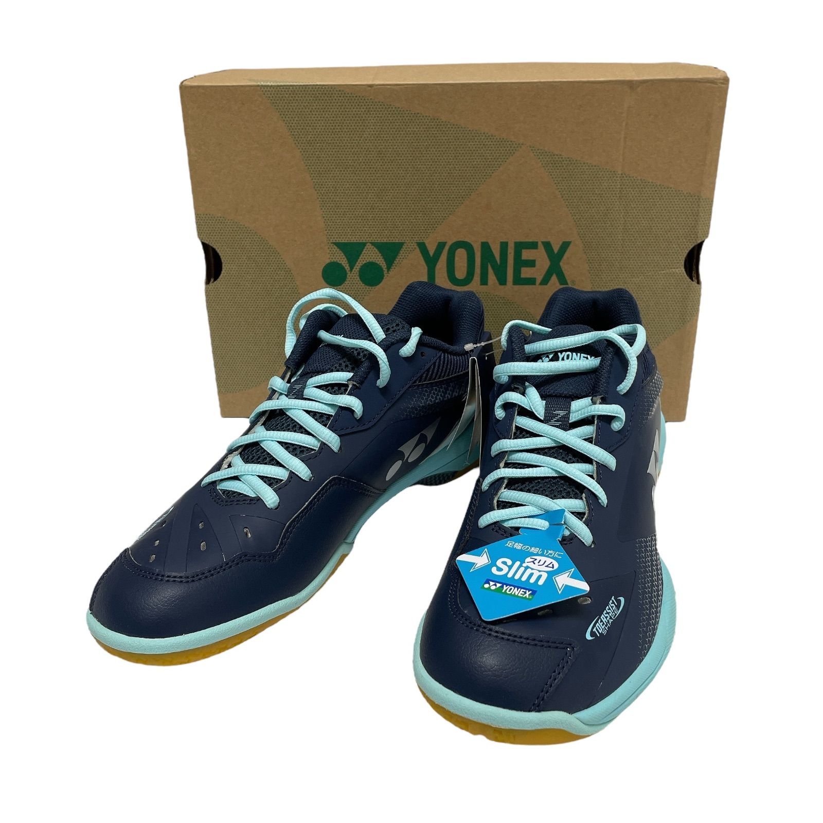 WJ19 ♥ YONEX ヨネックス バトミントンシューズ パワークッション65Z スリム SHB65Z3S ネイビーxサックス 27cm ユニセックス スポーツシューズ