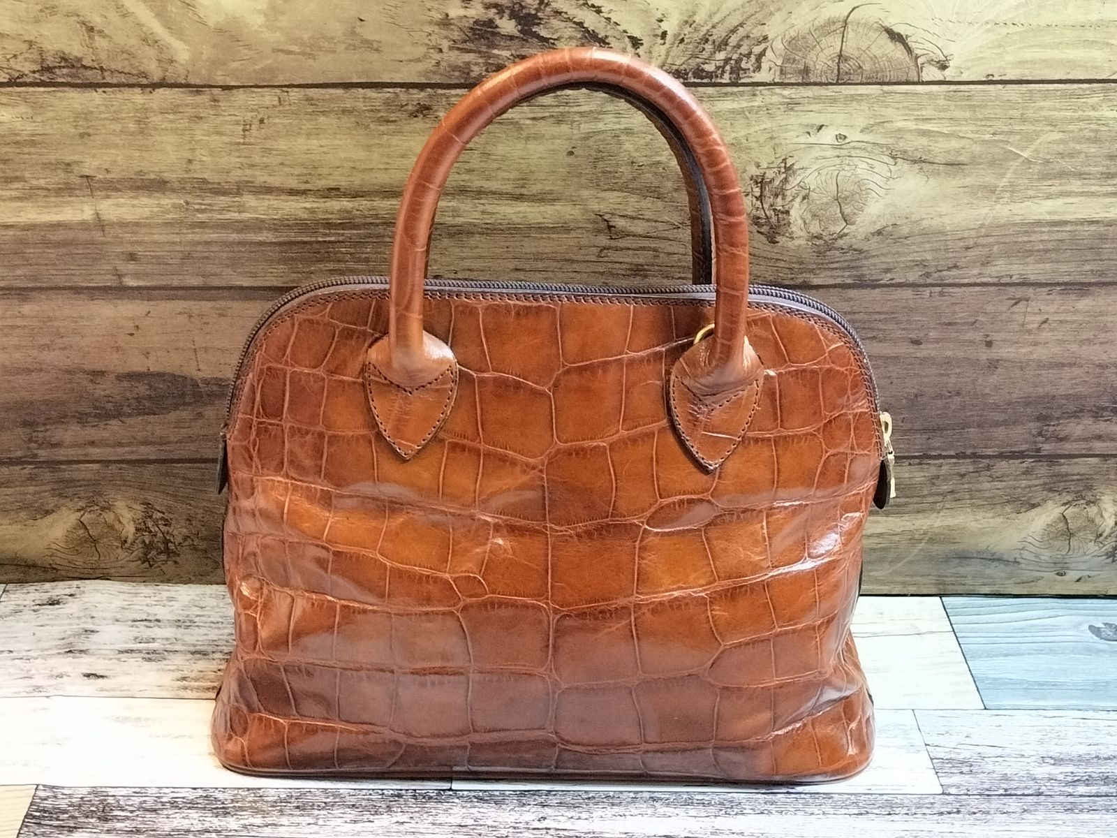 BALLY】バリー クロコ型押し ヴィンテージ レザー ハンドバッグ