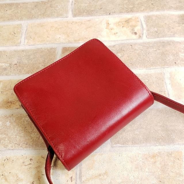 ヒロフ HIROFU ☆ レザー ハンドル付 二折財布 財布 イタリア製 赤