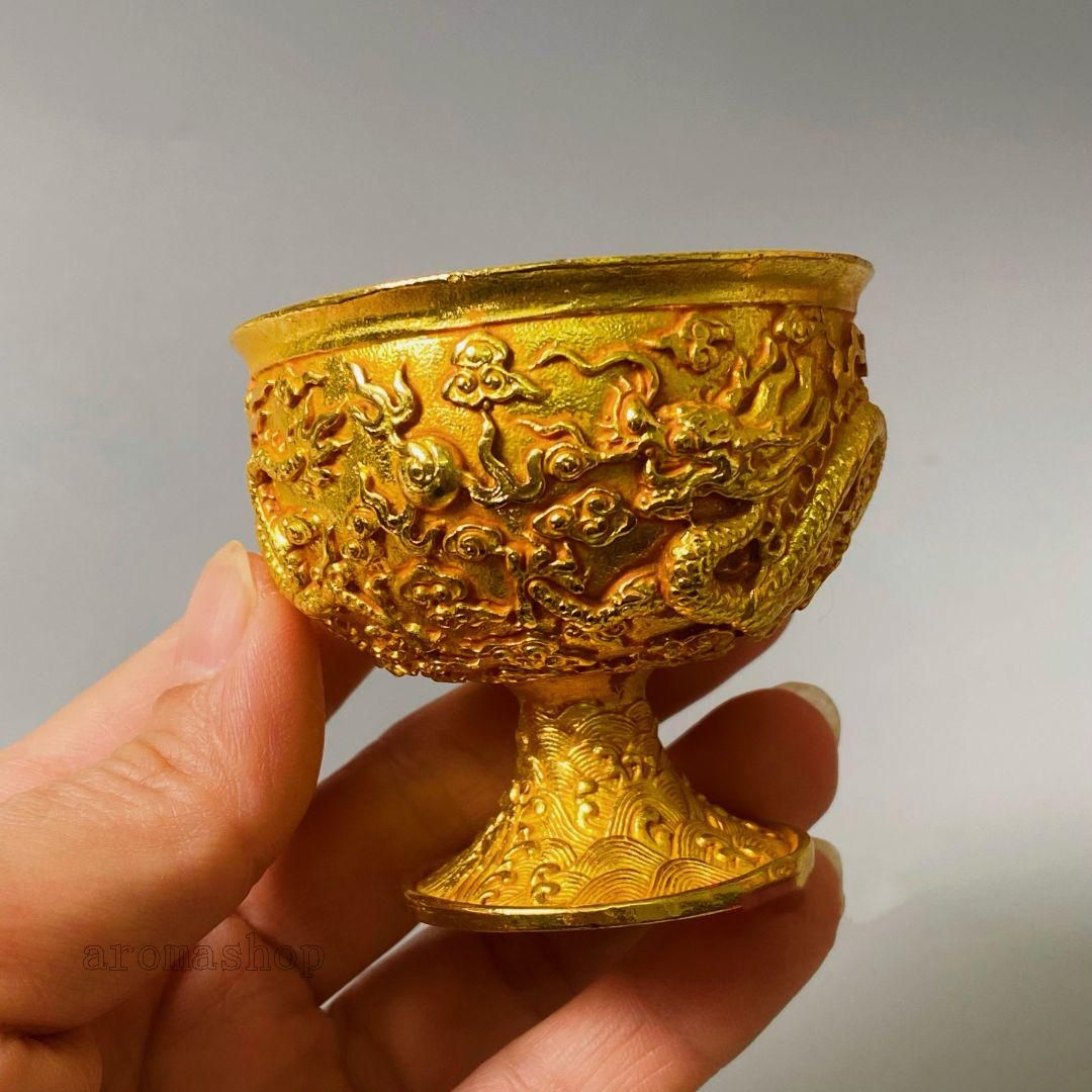 清乾隆双龍戯珠杯 貢杯 竜杯 装飾品 現代工芸品 美術品 置物 清乾隆双龍戯珠杯 貢杯 竜杯 装飾品 現代工芸品 美術品 置物