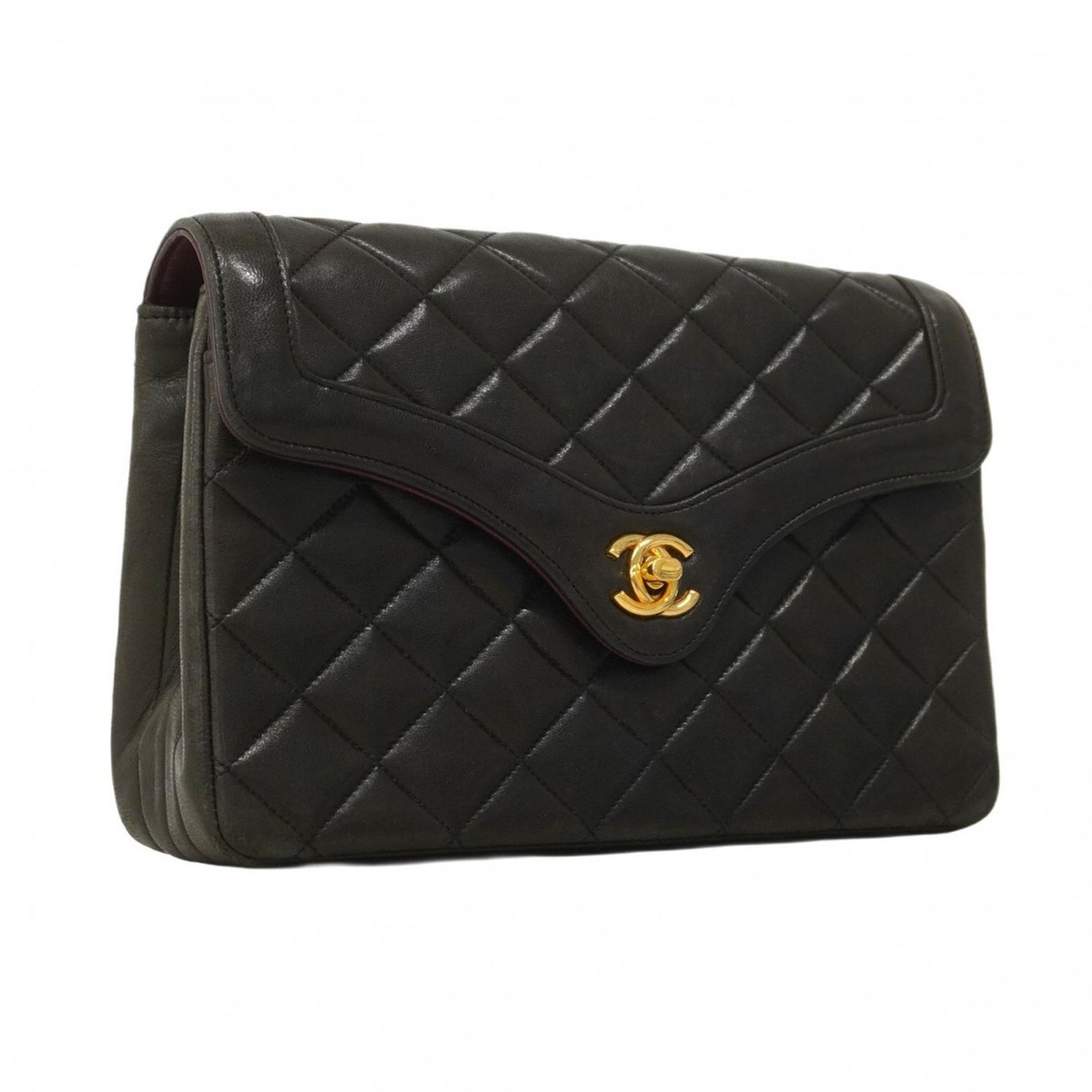 シャネル Chanel シャネル ショルダーバッグ マトラッセ チェーンショルダー ラムスキン ブラック レディース