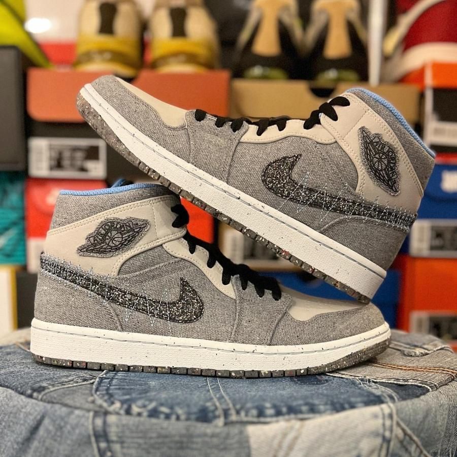 AIR JORDAN 1 MID 'CRATER' エア ジョーダン 1 ミッド クレーター 【MEN'S】 grey fog/university blue-black DM3529-004