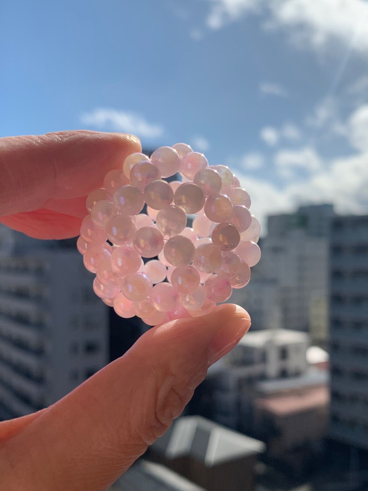 神聖幾何学フラーレン ローズオーラクォーツ直径約4.5cm 【公式通販】