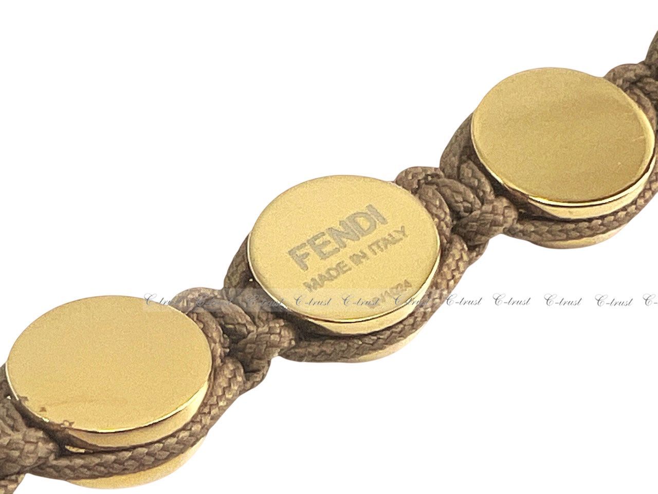 連続性のある FENDI フェンディ ブレスレット ブラス コード メダル ロゴ レディース イタリア製 8AK690ALWSF120L カーキ L746-KH 【超特価SALE開催中！】