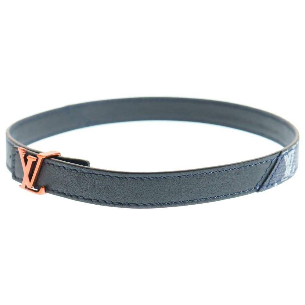 LOUIS VUITTON ルイヴィトン モノグラム インクキャンバス チョーカー ネックレス ネイビー PVC オレンジ金具 19