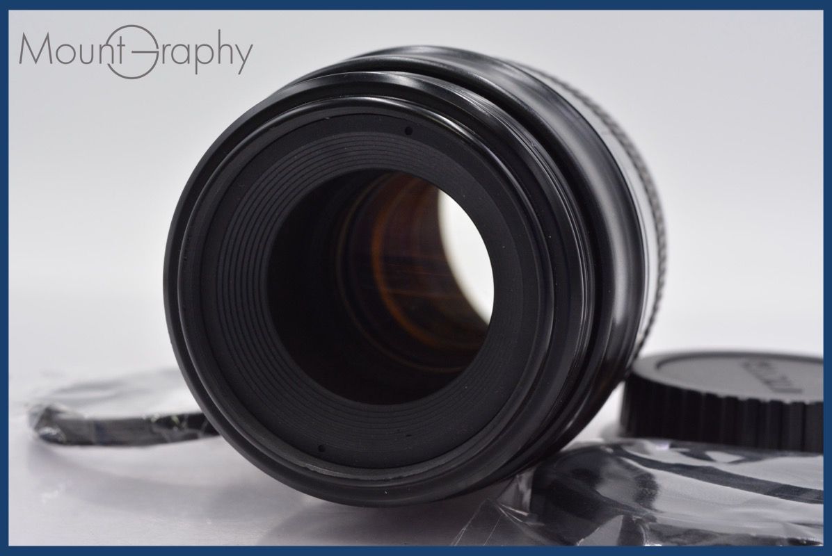 上 キヤノン Canon EF 100mm F2.8 前後キャップ-レンズフィルター付 完動 同梱可 mj5516