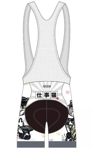 中古】衣類 仕事猫 サイクルビブショーツ ホワイト×ブラック Lサイズ