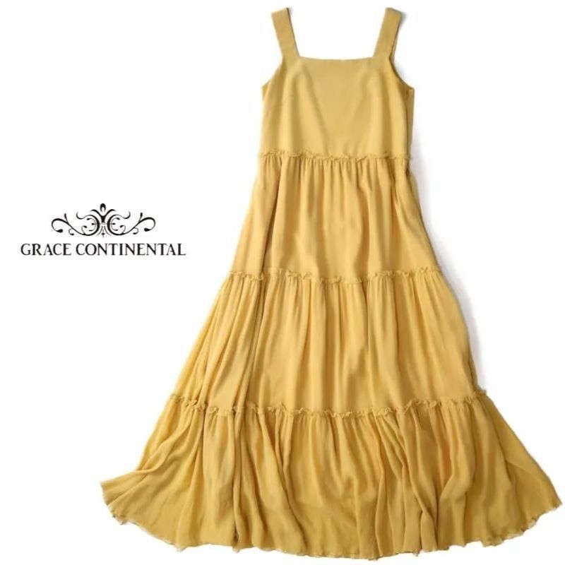 GRACE CONTINENTAシルクシフォンワンピース 薄い