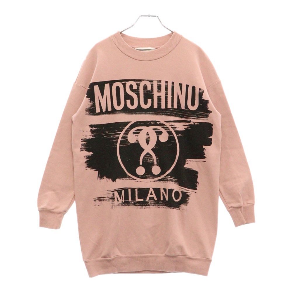 MOSCHINO - MOSCHINO モスキーノ フロントロゴプリント クルーネックスウェット トレーナー ピンク レディース 172E A04565526 MOSCHINO (モスキーノ) フロントロゴプリント クルーネック