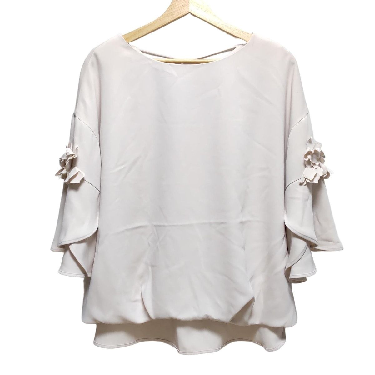 Rose Tiara ローズティアラ 七分袖カットソー サイズ46 XL レディース - ピンクベージュ クルーネック|フラワー 花