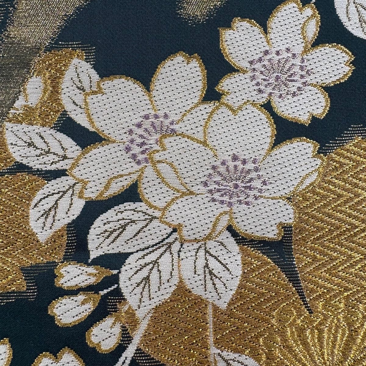 【美品】 正絹袋帯 金×深緑 竹文様 モダン上品 美品】 正絹袋帯 金×深緑 竹文様 モダン上品 美品】 正絹袋帯 金
