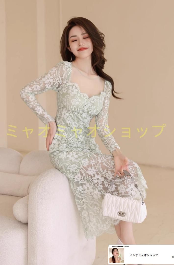 花柄レース ロング丈 イブニングドレス ワンピース 上品 パーティー 結婚式 二次会 同窓会 披露宴 お呼ばれ ナイト 成人式 演奏会 発表会 裏地あり サイズ S M L XL