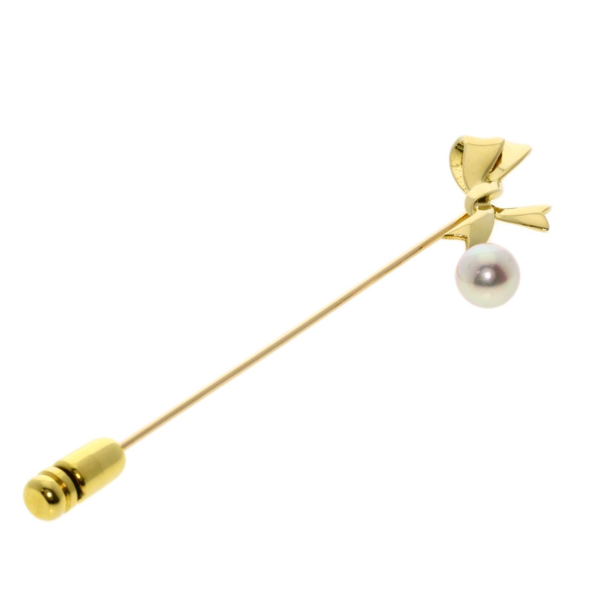 MIKIMOTO ミキモト パール 真珠 リボン ブローチ K18YG