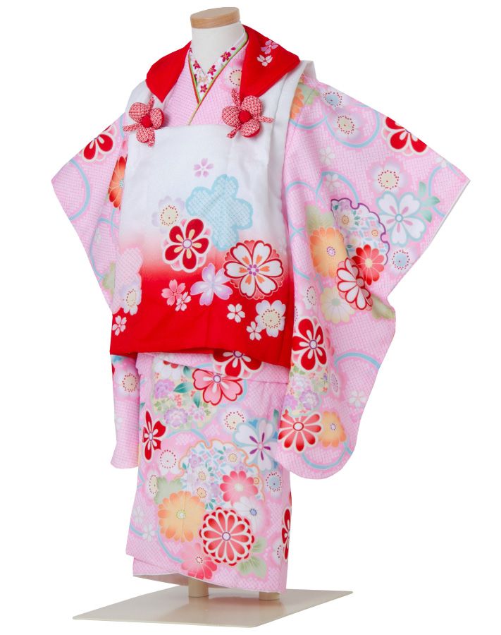 七五三 着物 3歳 絞り柄 被布セット ピンク 日本の晴着 陽気な天使