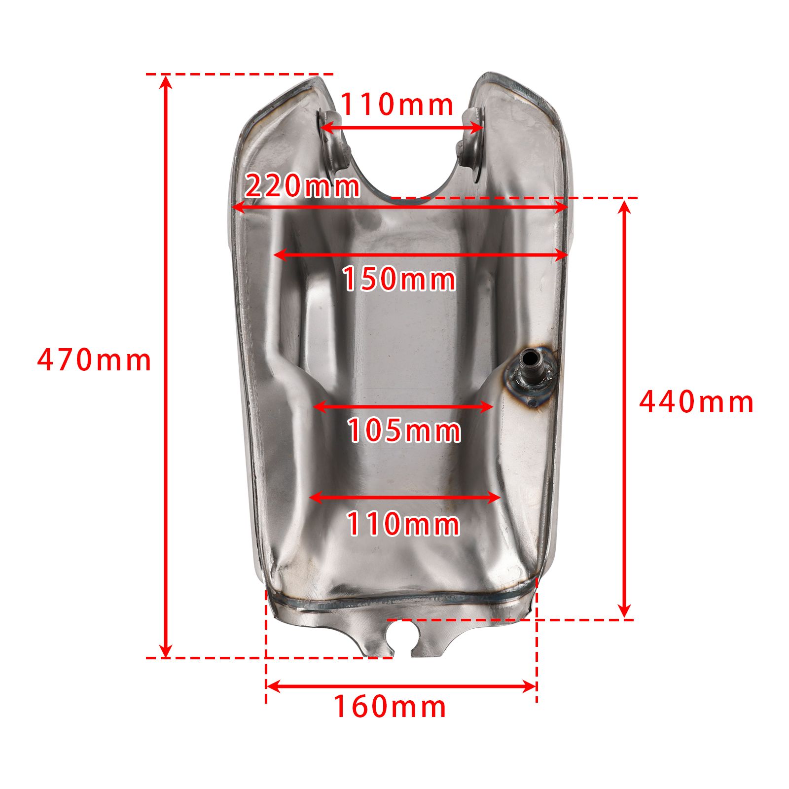 カフェレーサー ガソリンタンク 9L | 2.4ガロン - 生アイアン 無塗装 スクラムBLER