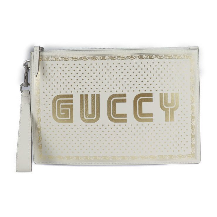 GUCCI グッチ クラッチバッグ 510489 レザー ホワイト ゴールド